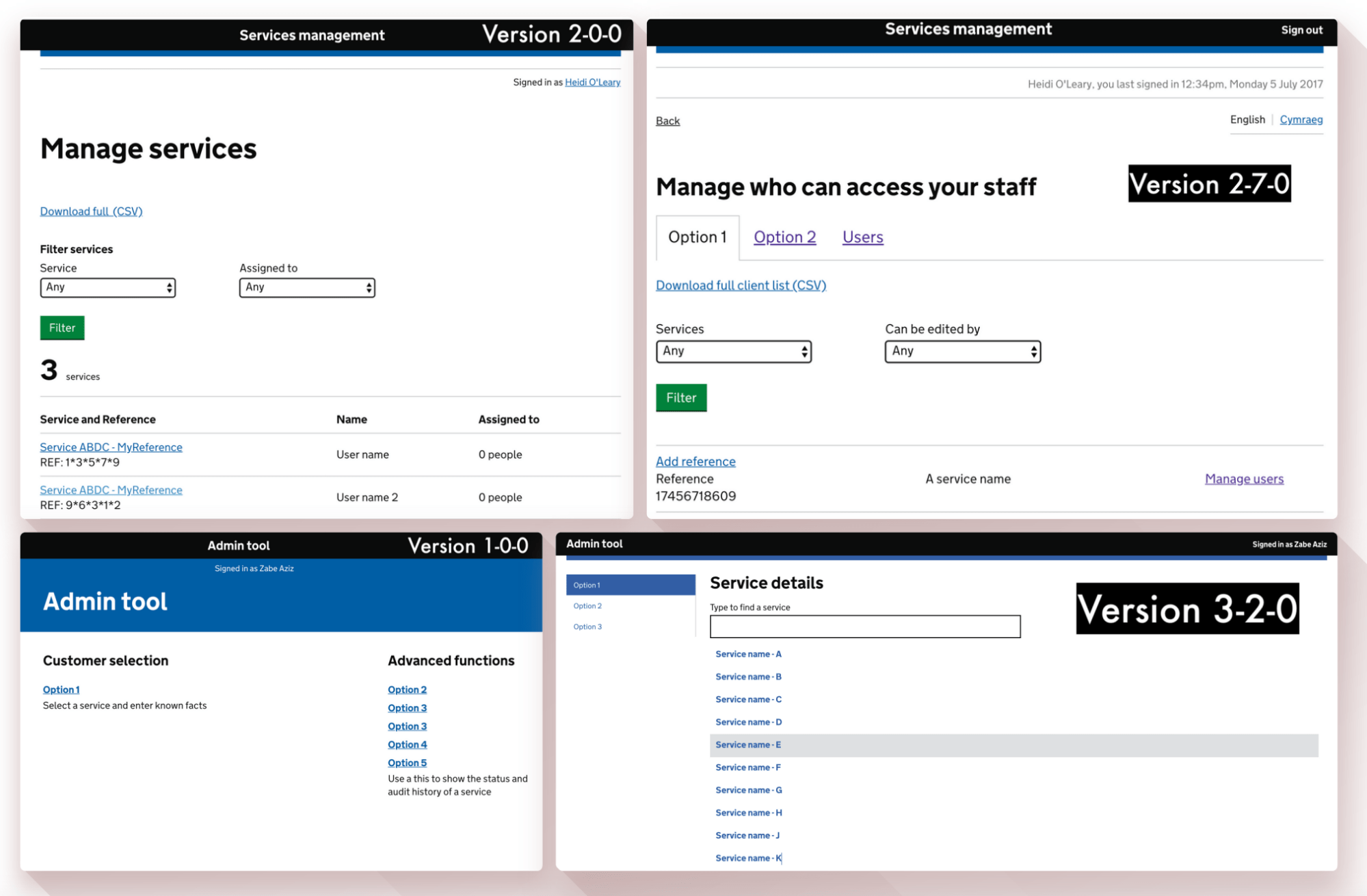 Collage of iterations and versions of designs